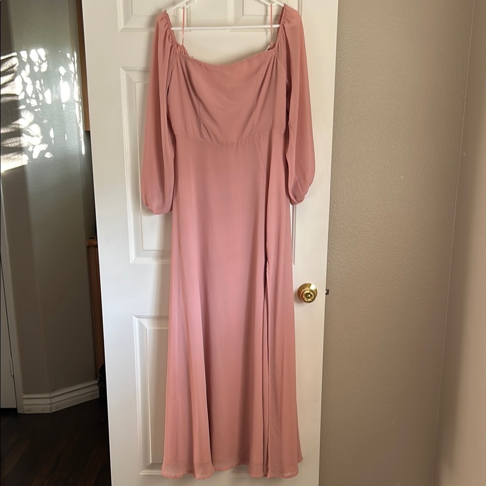 Astr Lucinda Dress Long Sleeve Gown with Square Neckline